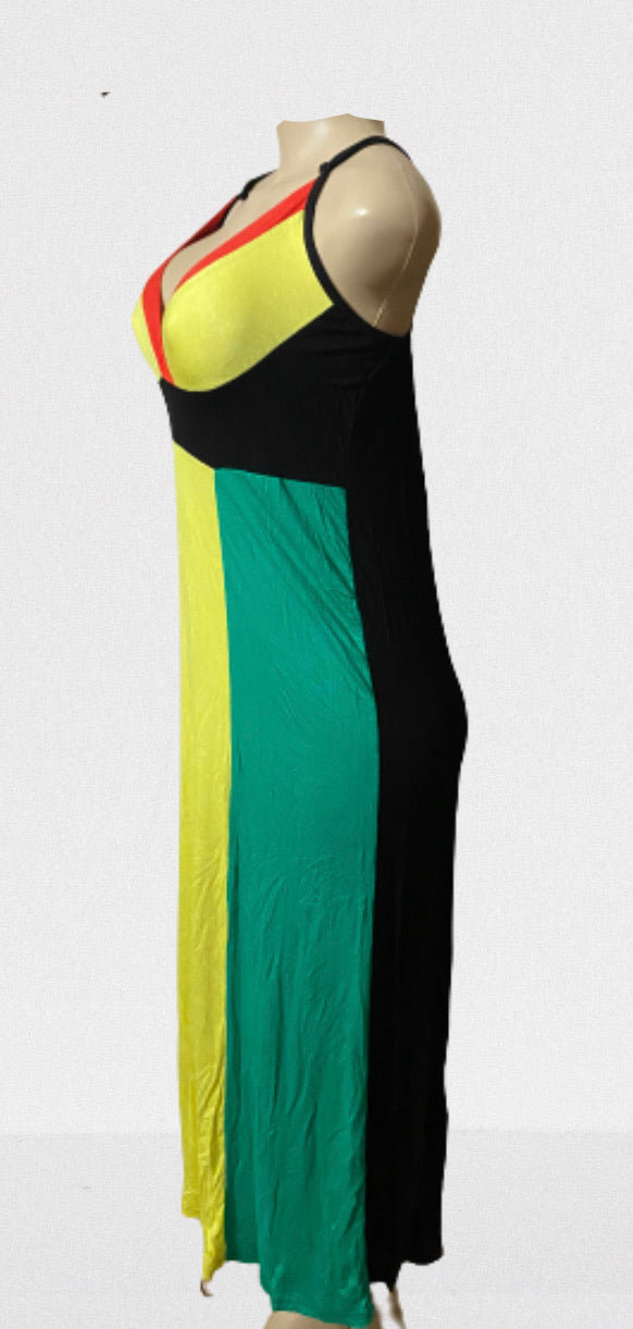 Rasta Dress- Rasta Girl Maxi Sun Dress - Free Size Plus - Afrocentric Boutique