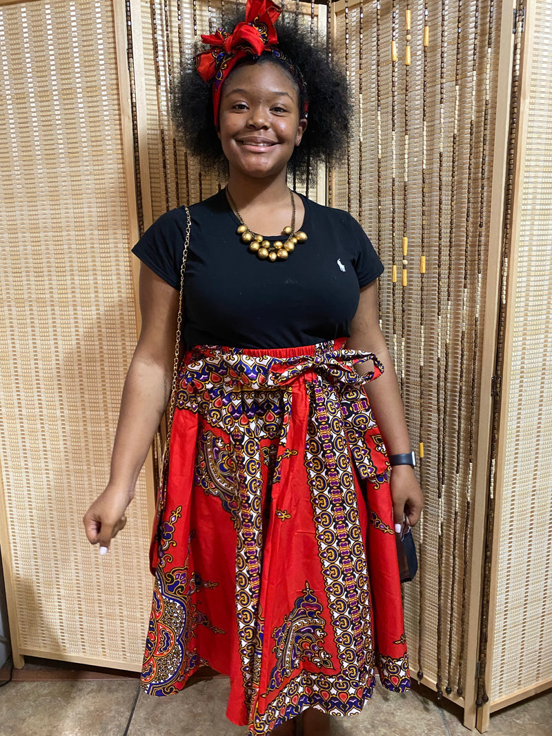 Midi Skirt Sets - Star Power MIDI Skirt Set - with matching head wrap and purse - Afrocentric Boutique