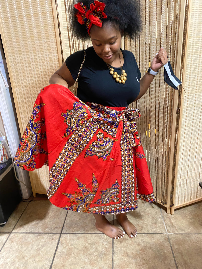 Midi Skirt Sets - Star Power MIDI Skirt Set - with matching head wrap and purse - Afrocentric Boutique