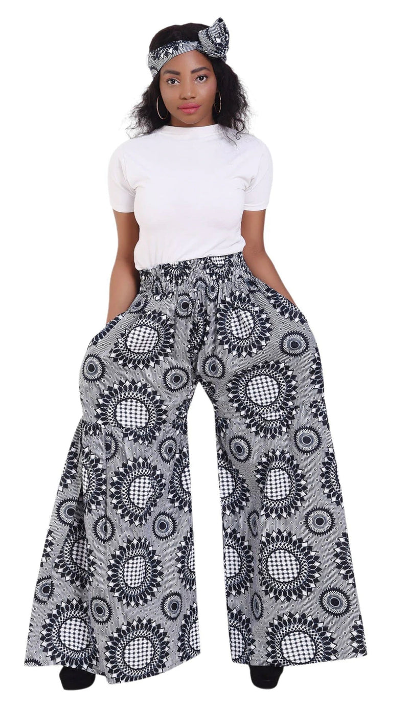 Green Square Women's Palazzo Pants Matching Head Wrap