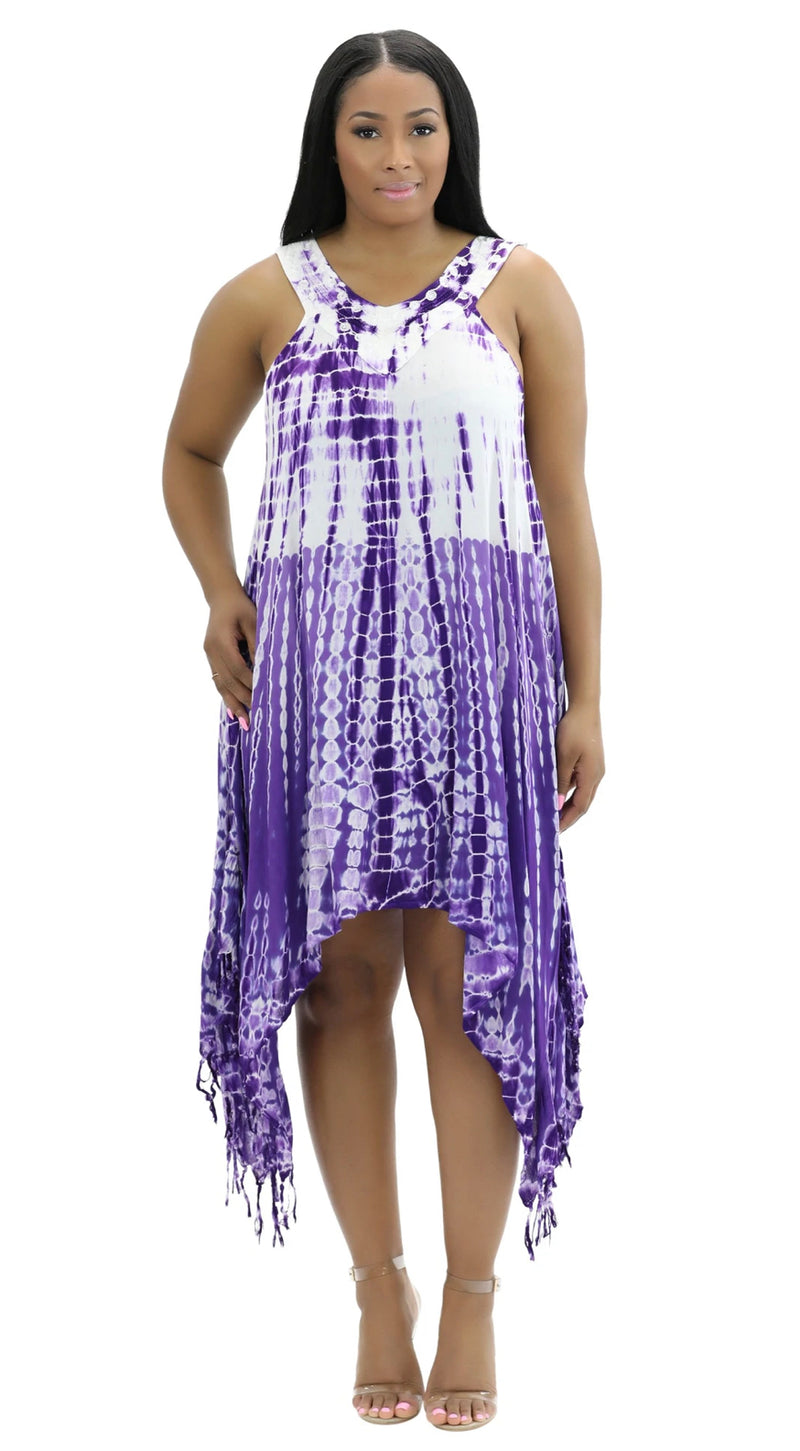 Dress (Summer)-Dip sides Ombre Tye Dye Dress