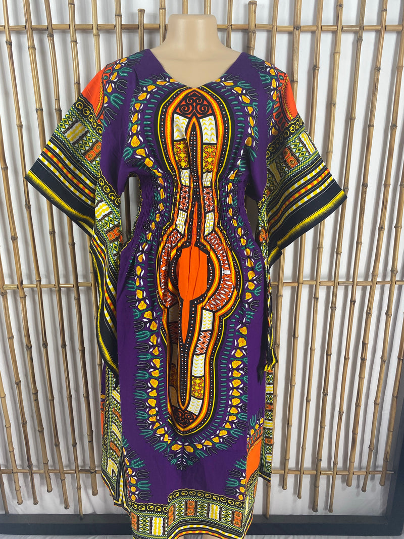 Dress AP- Soul Sistah Butterfly Sleeve Dashiki Print Dress - Afrocentric Boutique