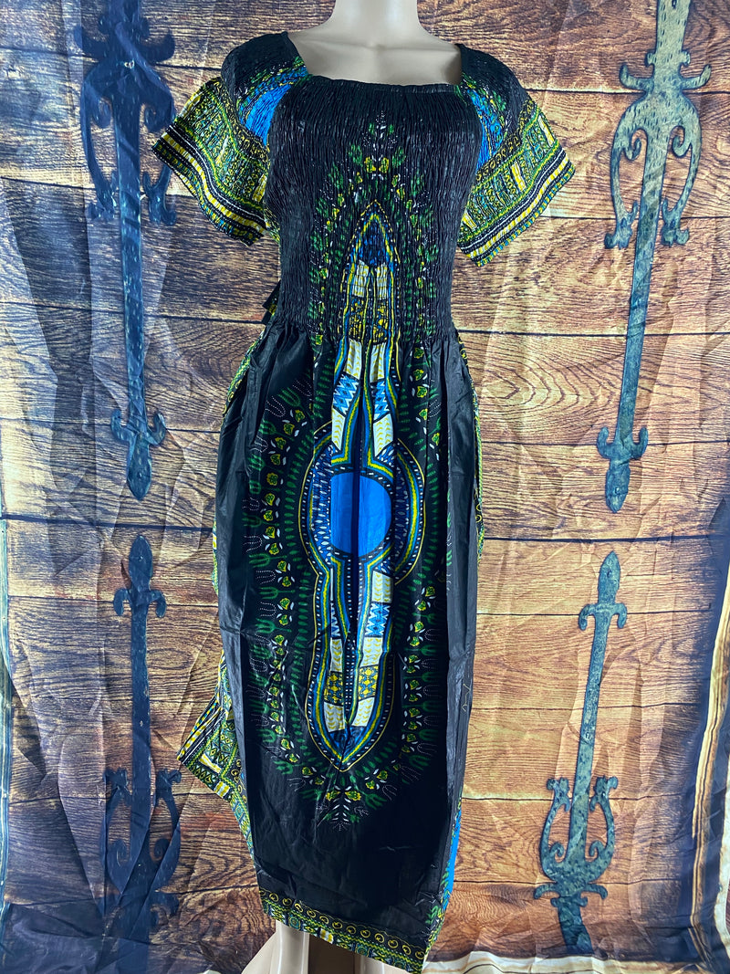 Dress Ankara- Dashiki print Maxi Dress - Afrocentric Boutique