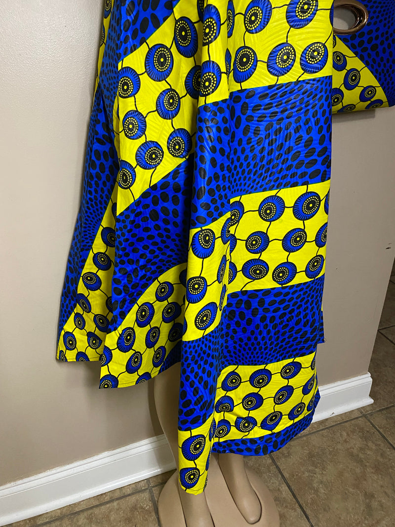 Dress Ankara - African Print Loose Fit umbrella Dress with Matching Headwrap and Purse - Afrocentric Boutique