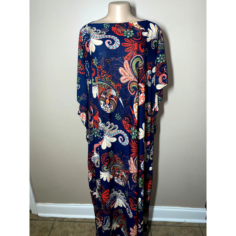 Kaftan - Flowy Embellished Kaftan with Matching Head Wrap- Plus/Tall