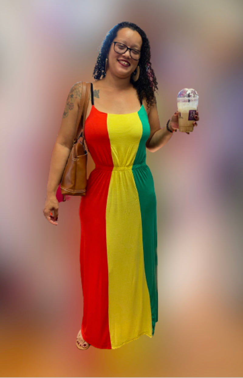 Rasta Dress- Rasta Girl chinch waist maxi dress -Plus Free Size - Afrocentric Boutique