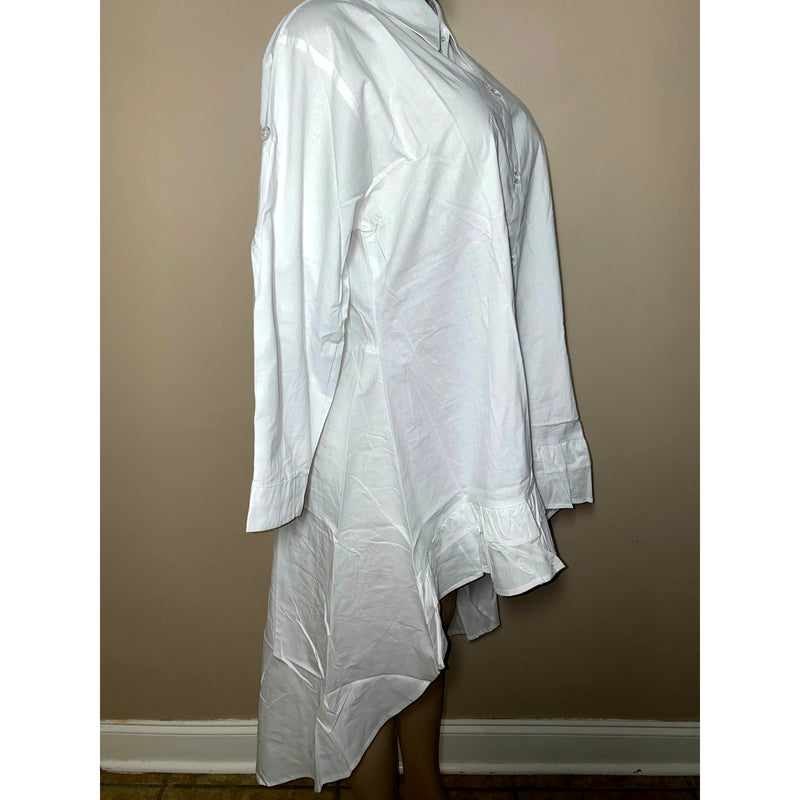 Dress Hi/Lo - All White Hi/Low Shirt Dress with matching head wrap/Waist Tie