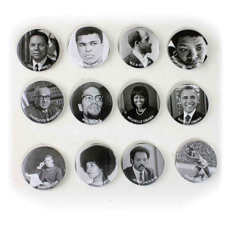 African American Leaders Buttons set of 12 - Afrocentric Boutique