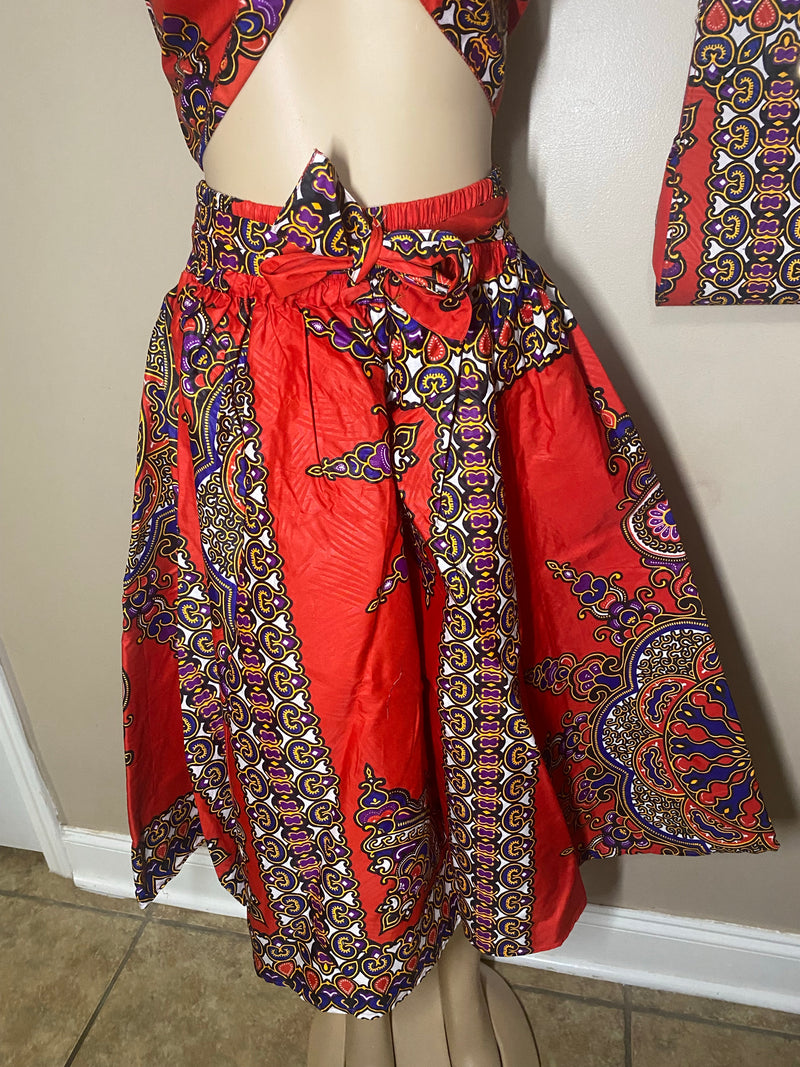 Midi Skirt Sets - Star Power MIDI Skirt Set - with matching head wrap and purse - Afrocentric Boutique