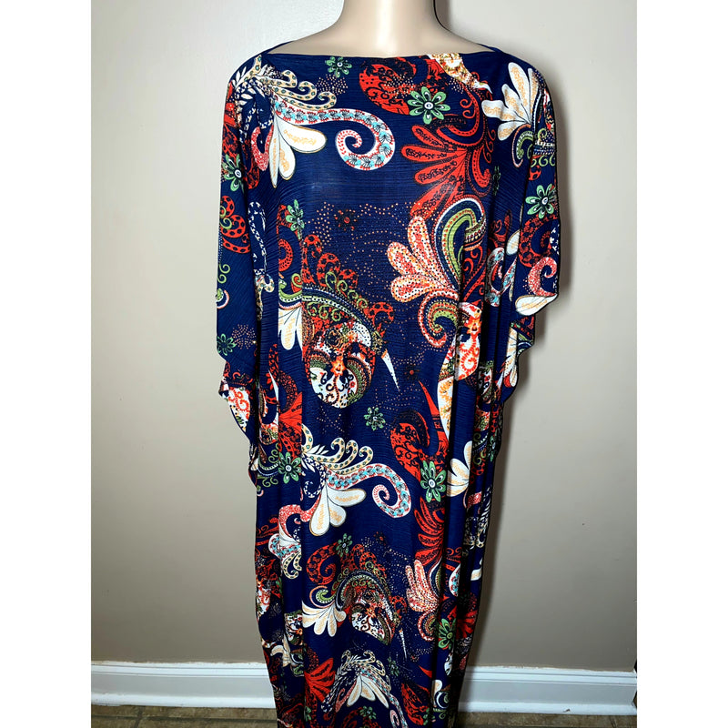 Kaftan - Flowy Embellished Kaftan with Matching Head Wrap- Plus/Tall
