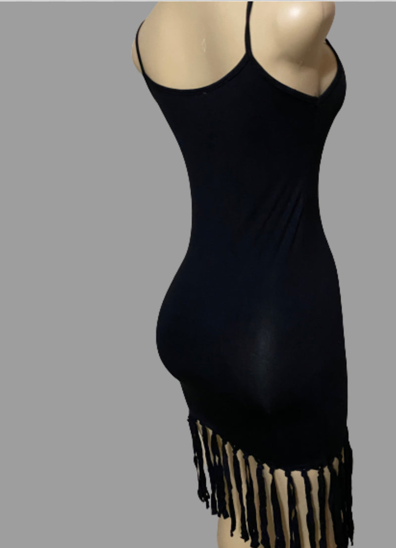 Fringe bottom cutie - bodycon dress with fringe bottom - Afrocentric Boutique