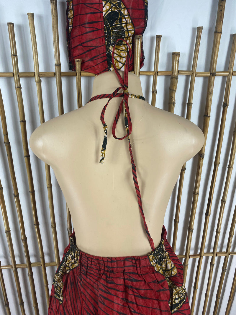 Dress Maxi - Fifi - African print Peek a boo Dress with matching head wrap - Afrocentric Boutique