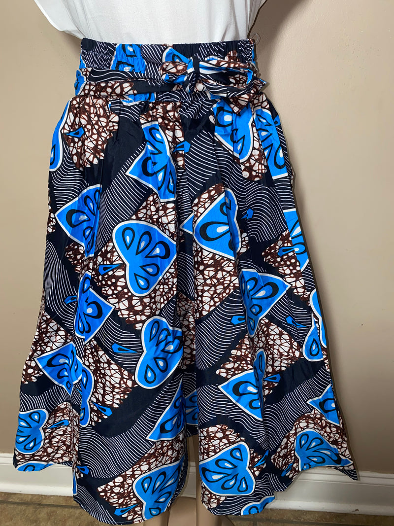 Midi Skirt- The Casual Cute Collection #6001- Ankara African print Midi Skirt with matching headwrap