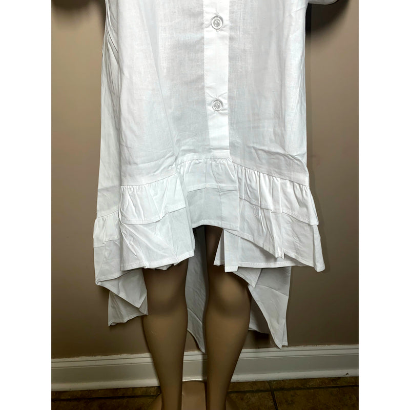 Dress Hi/Lo - All White Hi/Low Shirt Dress with matching head wrap/Waist Tie