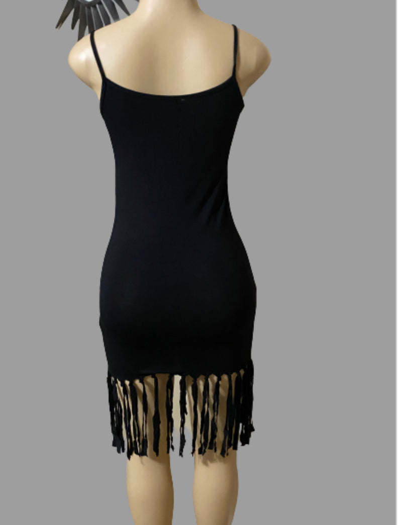 Fringe bottom cutie - bodycon dress with fringe bottom - Afrocentric Boutique