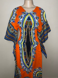 Dress Maxi- Soul Sistah Butterfly Sleeve Tribal Dashiki Print Dress
