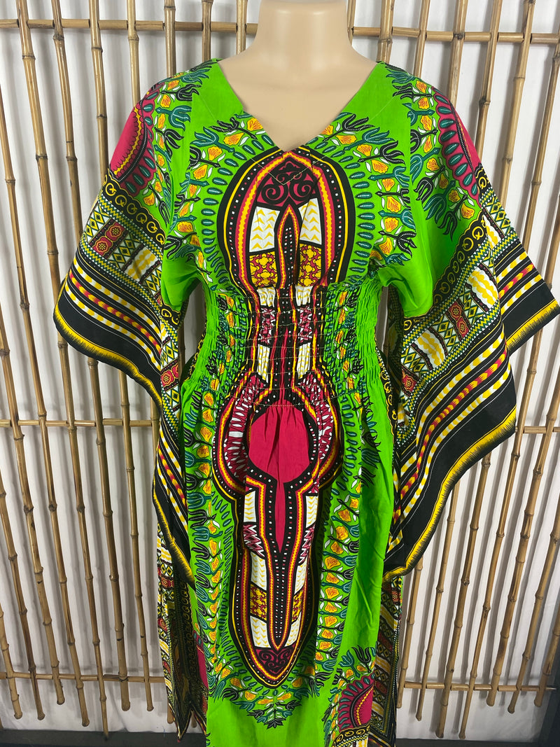 Dress AP- Soul Sistah Butterfly Sleeve Dashiki Print Dress - Afrocentric Boutique