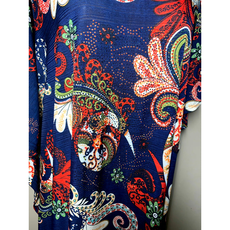 Kaftan - Flowy Embellished Kaftan with Matching Head Wrap- Plus/Tall