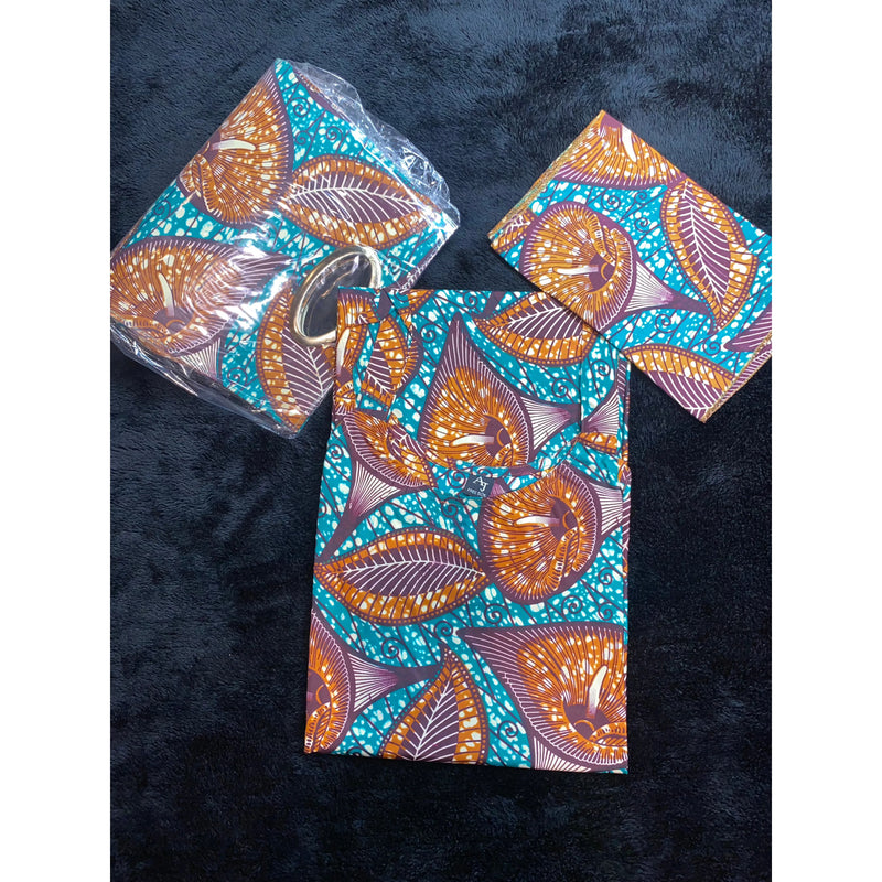 Dress Ankara - African Print Loose Fit umbrella Dress with Matching Headwrap and Purse - Afrocentric Boutique