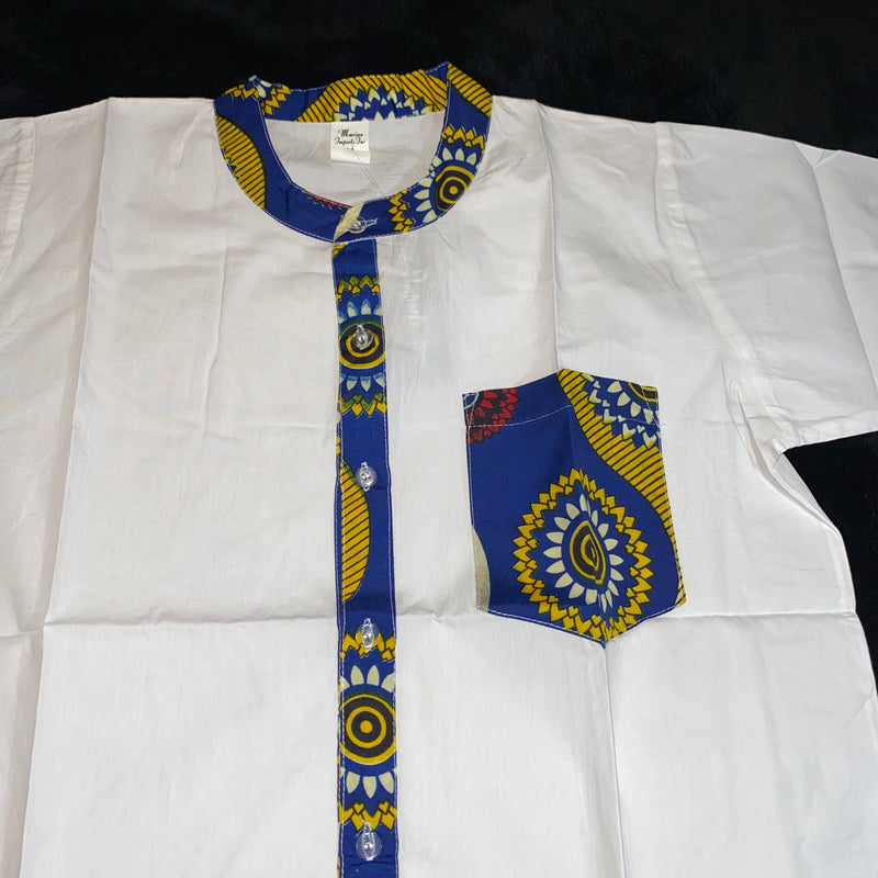 Men's Top- Ankara Trimmed African Top