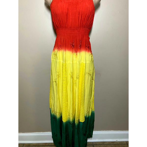 Rasta Dress - Rasta Tube Top  Sun Dress - Red/Yellow/Green -with Matching Head Wrap - Free size and plus free size