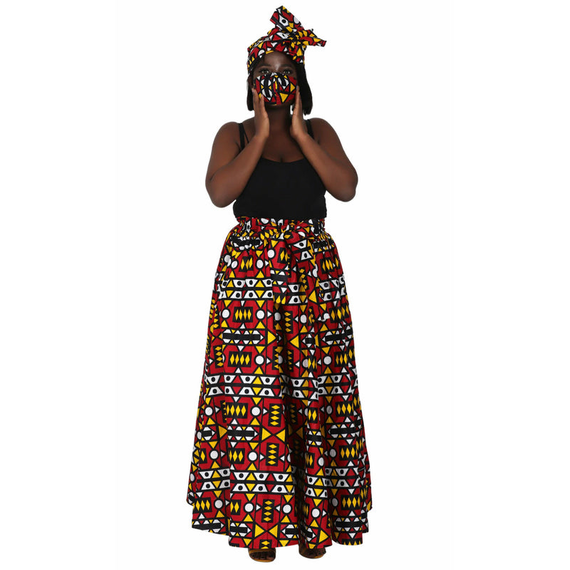 Pants Palazzo Collection- Ankara African print wide legged palazzo pants with matching headwrap - Afrocentric Boutique