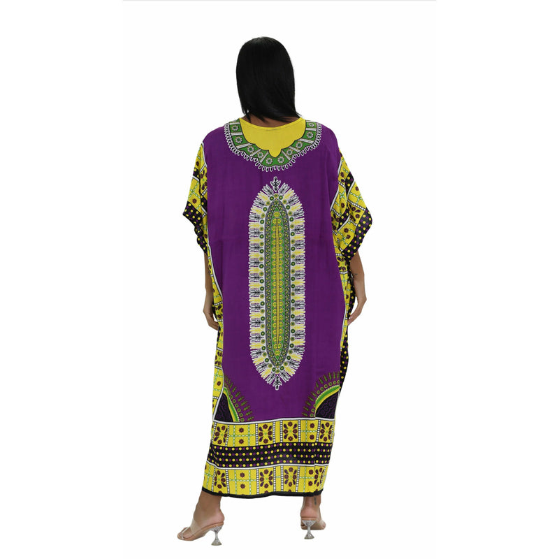 Kaftan- Traditional Dashiki Print draw string Kaftan with Matching Head Wrap