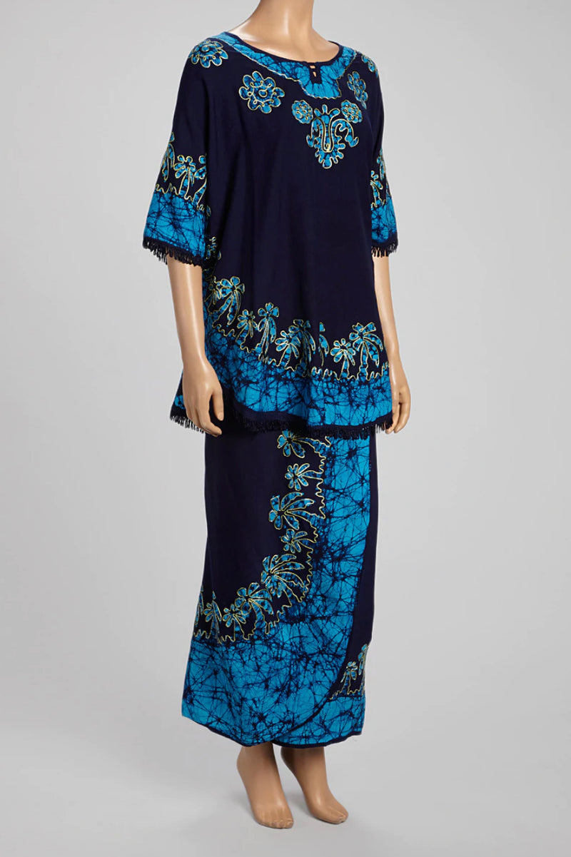 Skirt set -  Tye Dye and Embroidery Batik Wrap Skirt Set