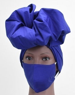 Head wrap and mask set - Solid color - Afrocentric Boutique