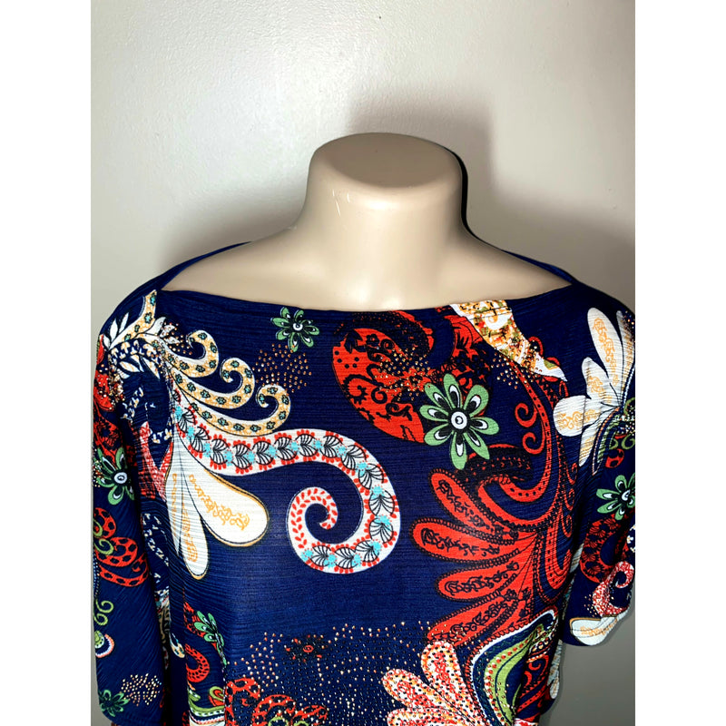 Kaftan - Flowy Embellished Kaftan with Matching Head Wrap- Plus/Tall