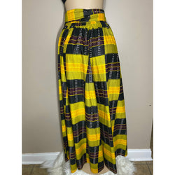 Maxi Skirt- Kente Block Print maxi skirt with matching head wrap - Afrocentric Boutique