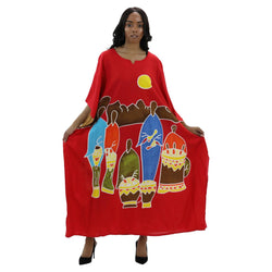 Kaftan - Family day out Print Kaftan with Matching Head Wrap