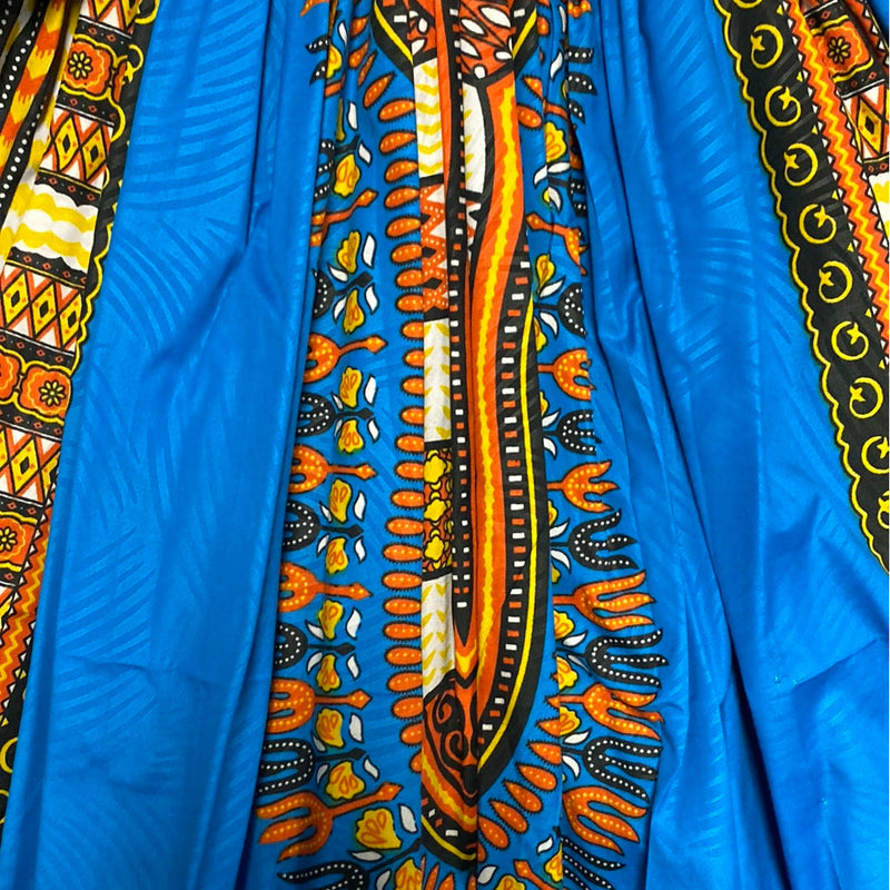 Midi Skirt - Dashiki print Skirt with matching head wrap - Afrocentric Boutique