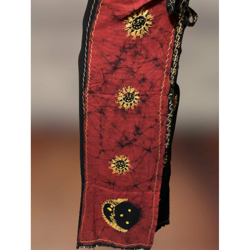 Women Sets- Moon Goddess wrap skirt set (plus) Red/black - Afrocentric Boutique