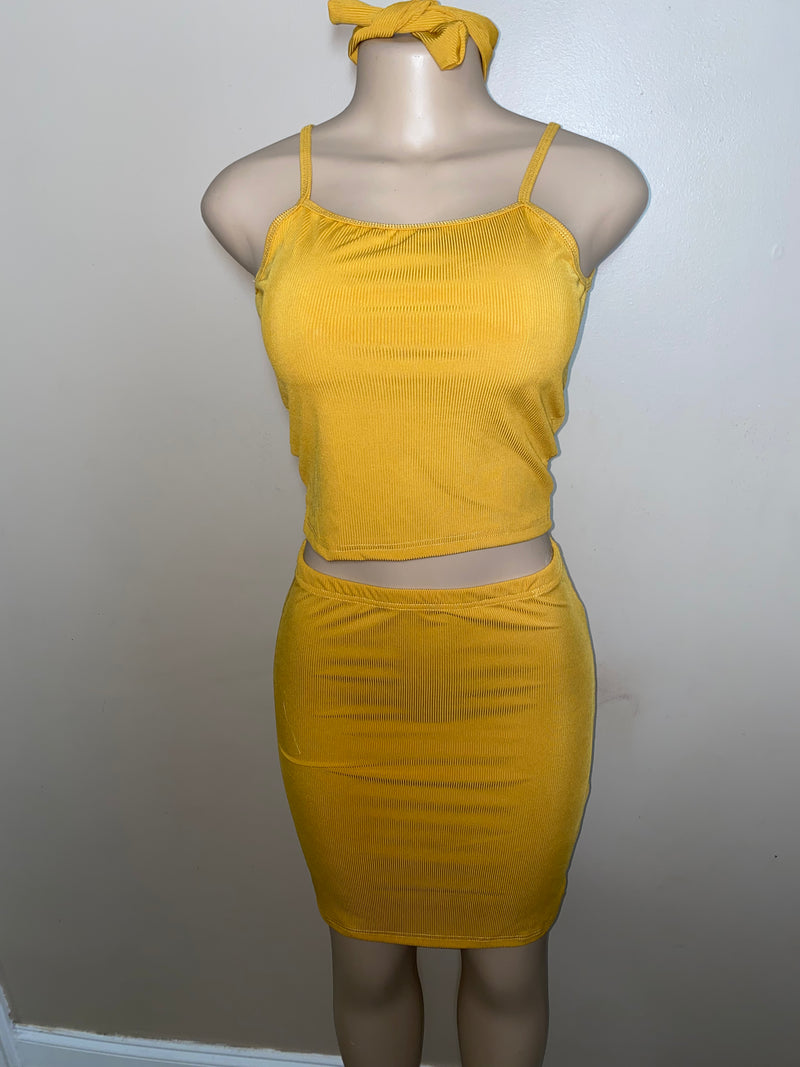 Dress- Bodycon- $20 Solid color skirt sets with matching hair tie -