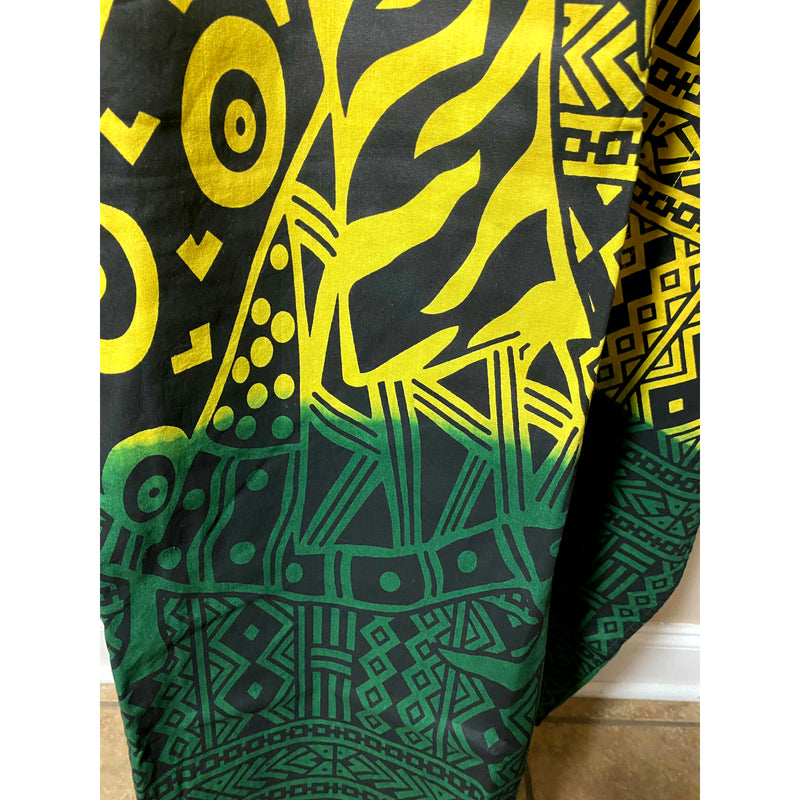 Kaftan- Rasta - African Lady on Mud cloth Print with Matching Head Wrap