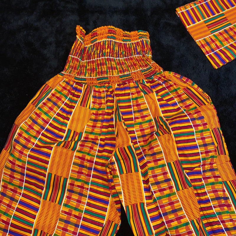 Pants - Harem Ankara Kente Print Pants with Matching Head wrap