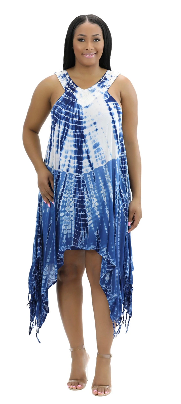 Dress (Summer)-Dip sides Ombre Tye Dye Dress