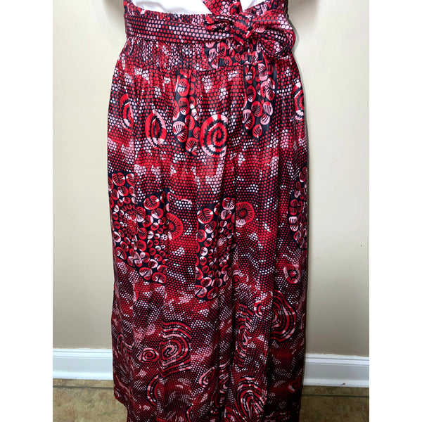 Maxi Skirt - Red Beauty Maxi Skirt with Matching Headwrap