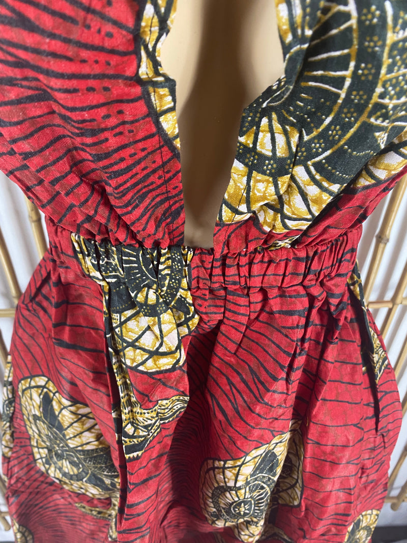 Dress Maxi - Fifi - African print Peek a boo Dress with matching head wrap - Afrocentric Boutique