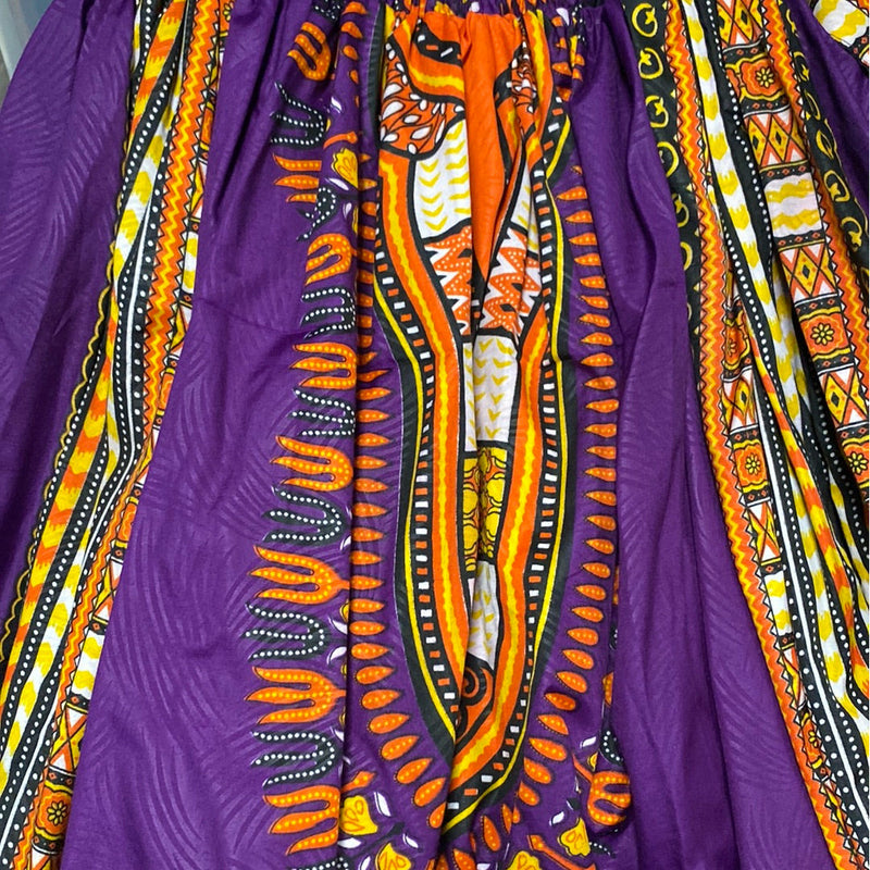 Midi Skirt - Dashiki print Skirt with matching head wrap - Afrocentric Boutique