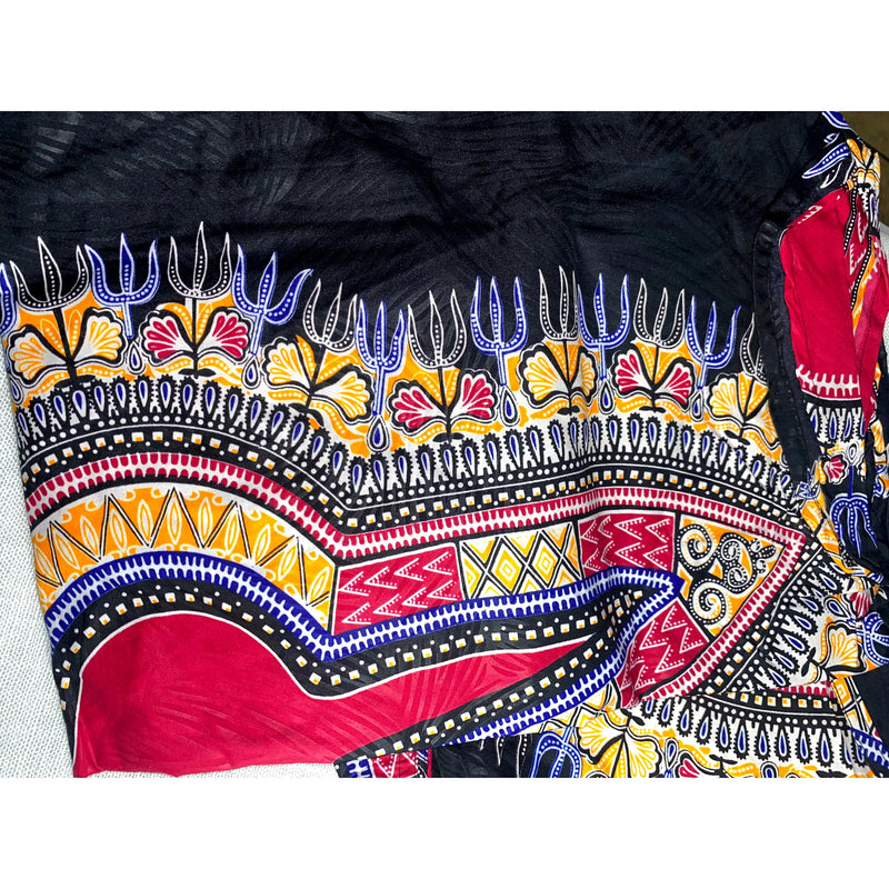 Wrap Dress - Dashiki Print Sleeveless Wrap Dress with matching Head Wraps
