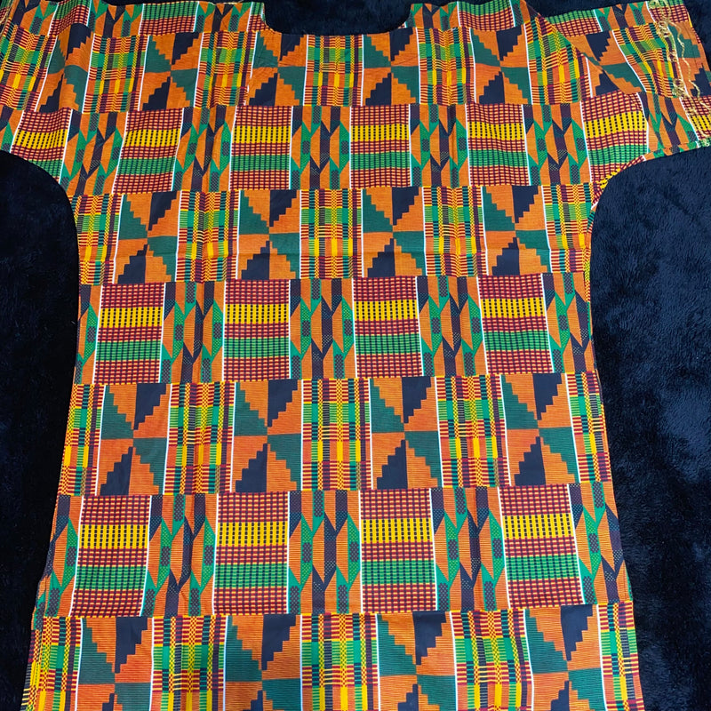 Men's Top- Embroidered Kente Print  African Top