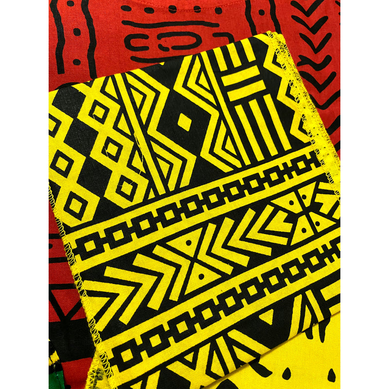 Kaftan- Rasta - African Lady on Mud cloth Print with Matching Head Wrap
