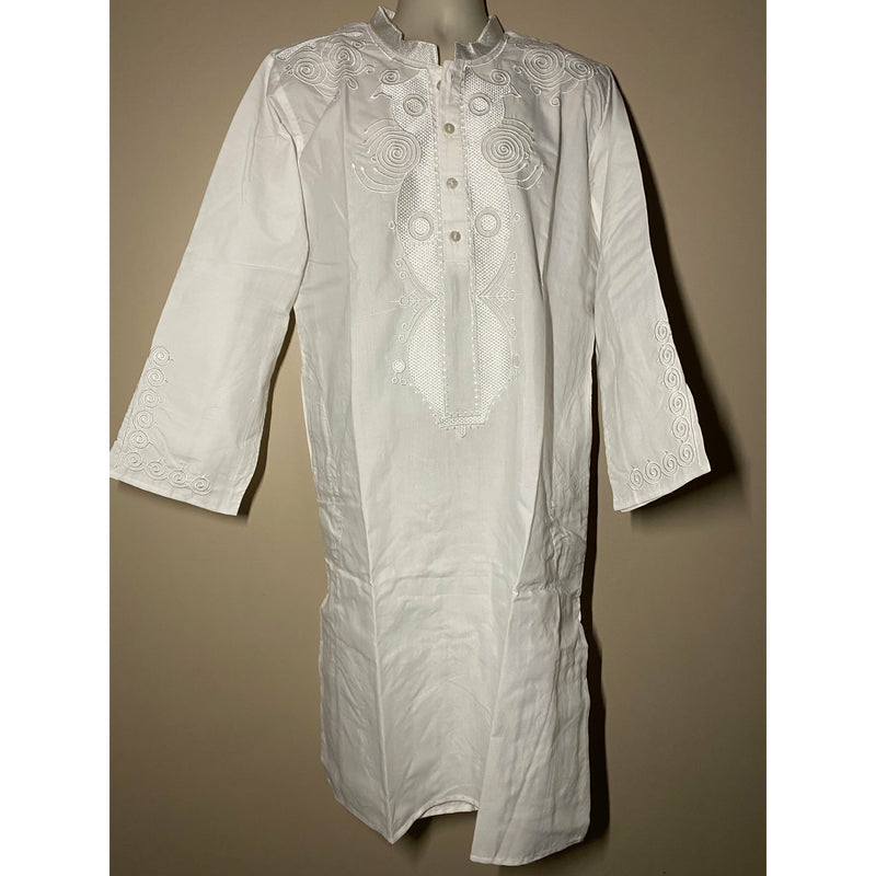 Men’s Top- Kurta/Dashiki -Full length - solid color with embroidery - Afrocentric Boutique