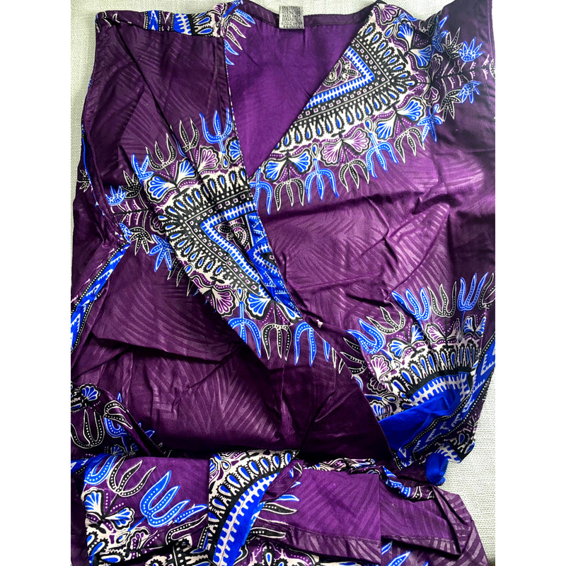 Wrap Dress - Dashiki Print Sleeveless Wrap Dress with matching Head Wraps