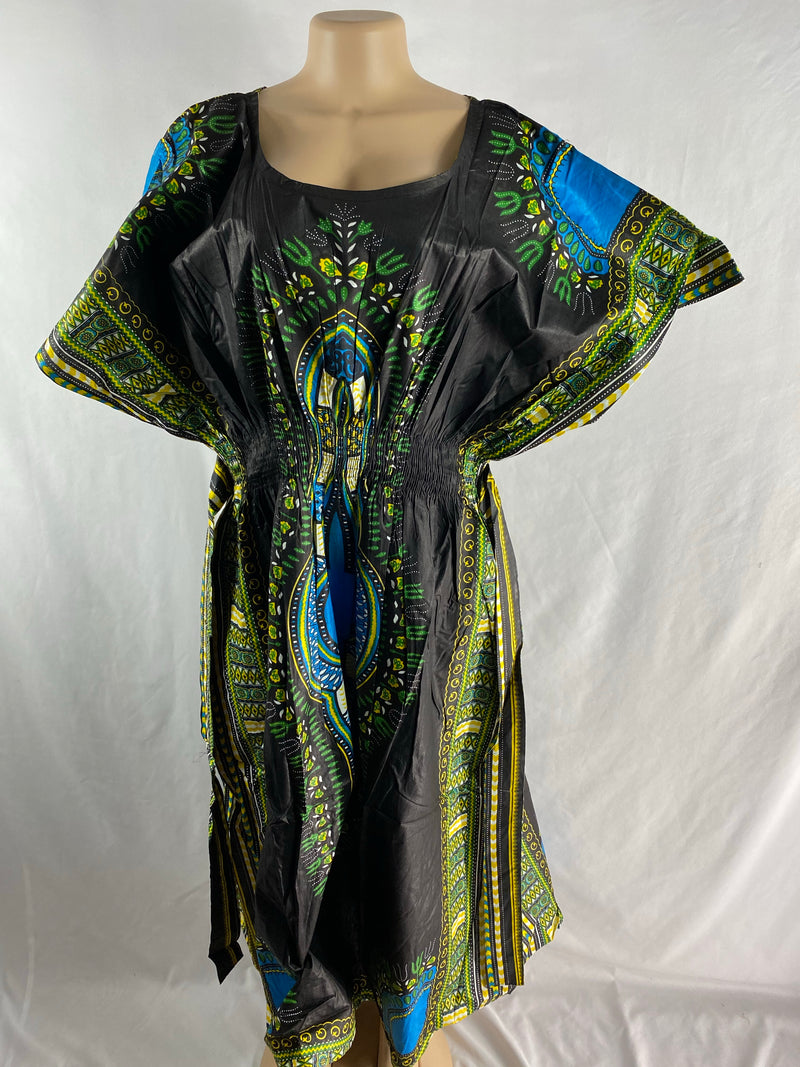 Dress - Maxi Dashiki Print Dress with Tie waist