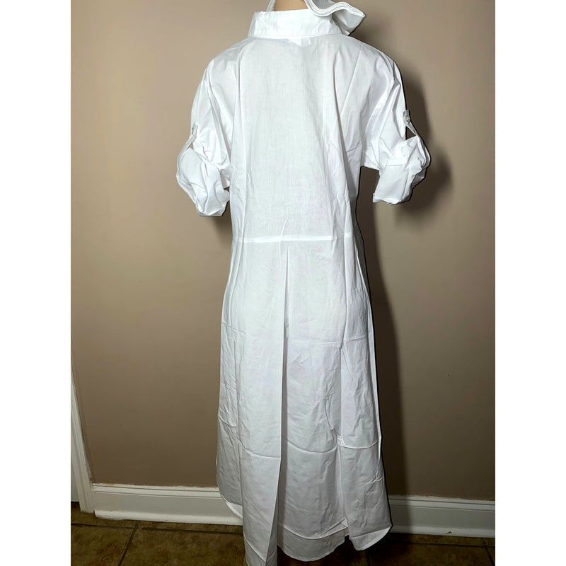 Dress Hi/Lo - All White Hi/Low Shirt Dress with matching head wrap/Waist Tie