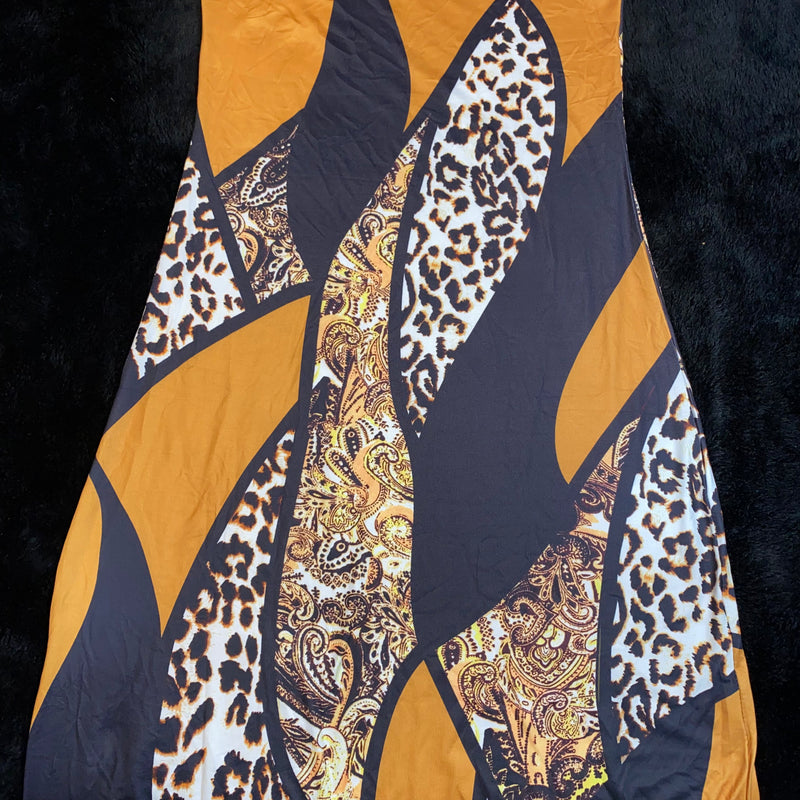Dress- Maxi Bodycon- Cheetah and block print Maxi Dress