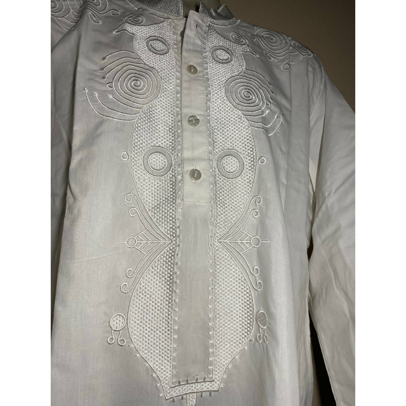 Men’s Top- Kurta/Dashiki -Full length - solid color with embroidery - Afrocentric Boutique